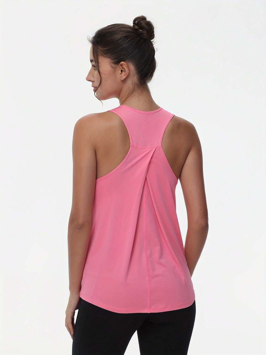 Mujeres Corriendo Camisetas sin Mangas Fitness Gimnasio Atlético Jogging Yoga Chaleco - Rosa - Ver 1
