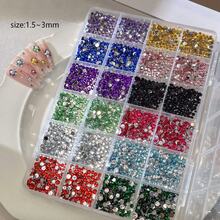 Set de 12 piezas de decoraciones de arte de uñas con diamante de imitación redondos, tachuelas de uñas planas multicolor de 2 mm brillantes para manualidades DIY - Multicolor - Ver 9