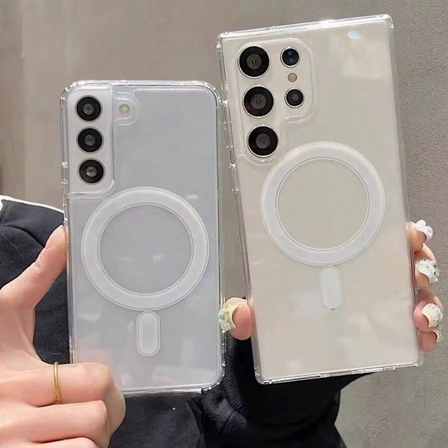 透明壓克力手機殼，相容 Galaxy A17 A07 A56 A36 A16 A26 A27 S21 S21Plus S22 S22Plus S23 A06 A05 A15 A25 A35 A55 A54 A14 A57 A37 S26 Ultra S25 FE S25Ultra S24 S23 S22 S21 S20 Plus M54 M14 M34 M15 M35 M55 M56 機型，支援無線充電，防震保護殼，手機配件