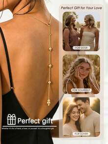 outingfit 1pc Mori Style Sparkling Exquisite Leaf Back Chain Fashion Beach Summer Accessory Women Jewelry - Gold - View 5