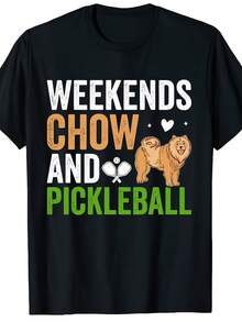 Camiseta de Hombre con Estampado de Perro Chow Chow - Divertida Camiseta de Cachorro Chow Chow y Diseño Gráfico, Manga Corta y Cuello Redondo, Lavable a Máquina, Ideal para Ropa Casual, Rega - Negro - Ver 1