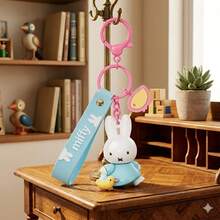Official Authorized Miffy Soft Rubber Keychain, Minimalist Cute Style, Miffy Rabbit Character Design, Soft Rubber Pendant Charm, Exquisite Craftsmanship, Suitable For Handbags, Backpacks And Keys, Perfect For Daily Use, Travel, Birthday, Christmas - Blue - View 3