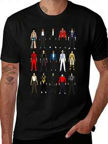 1PSCOutfits de King Jackson, Camiseta de Moda de Música Pop, Camiseta Divertida, Camisetas de Algodón, Camisetas Gráficas para Hombre, Camisetas - Negro - Ver 1
