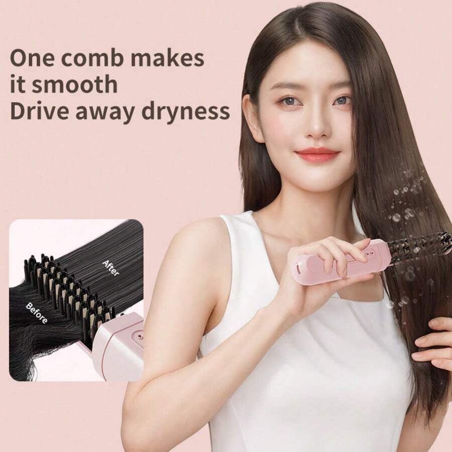 Portable USB Rechargeable Hair Straightener - Dual Function Straightener & Curler, Negative Ion Technology, Anti-Scald Protection, Wet/Dry Use, Compact Travel Design, Suitable For Home, Travel And Outdoor Use - Ideal Gift