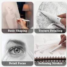 16pcs Paper Drawing Tool Set, Includes Paper Blending Stumps, Sandpaper Pencil Sharpener And Pencil Extender, Suitable For Graphite, Charcoal, Pastel, Drawing And Detailing - 1 - View 7