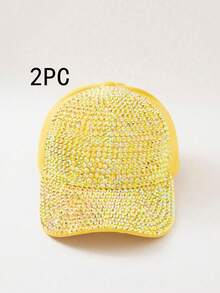 1 pieza Gorra de béisbol de protección solar para mujer con diamantes de imitación en color AB, Halloween - Multicolor - Ver 35