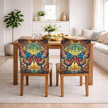 2/4/6pcs Set, Home Decor, Butterfly Pattern Printed Linen Chair Covers, Suitable For Daily Home Decoration, Living Room, Dining Room, Garden Environment, Hotel Restaurant, Holiday Party, Friends Gathering, Washable Polyester Material, Dining Chair Seat Cushion Covers - Multicolor - View 5
