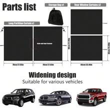 Car Privacy Curtains Set - Specifically Designed For Sedans And SUVs, Including Rear Seats And Side Window Screens, With Storage Pockets. For Use Only While Parked. - A - View 4