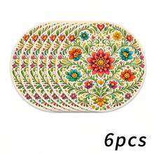 1/2/4/6/8/300pcs Minimalist Abstract Floral Pattern Luxury Placemats, Machine Washable Polyester Material, Heat-Resistant, Stain-Resistant, Waterproof And Easy To Clean, Suitable For Party And Kitchen Decor - Multicolor - View 23
