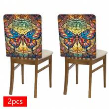 2/4/6pcs Set, Home Decor, Butterfly Pattern Printed Linen Chair Covers, Suitable For Daily Home Decoration, Living Room, Dining Room, Garden Environment, Hotel Restaurant, Holiday Party, Friends Gathering, Washable Polyester Material, Dining Chair Seat Cushion Covers - Multicolor - View 15