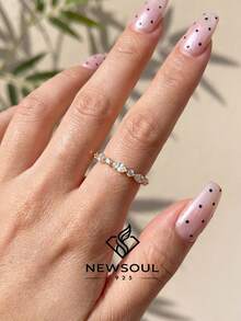 1pc 925 Sterling Silver 1.5-2mm Round Cut Wedding Band Ring, Half Eternity Ring, Half Pave Diamond Embedded, Stackable - Gold - View 4