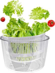 Manual Salad Spinner & Vegetable Dryer - Quick Lettuce Washer With Pump Mechanism For Home Kitchen, Ideal For Salads, Fruits & Leafy Greens Prep - One Size Fits All - View 7