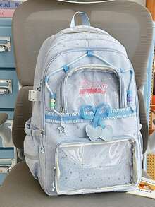 Star Pattern Ita Bag Backpack, Transparent Layer Student Backpack, Japanese Sweet Style Commuter Bag - Multicolor - View 12