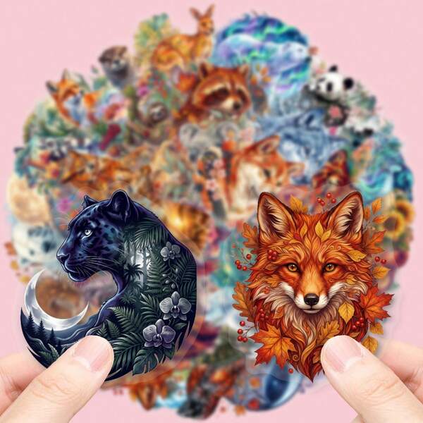 50PCS Hedgehog Mushroom Sticker Waterproof Vinyl Decal For Water Bottle Laptop Scrapbook Journal Planner Phone Case Bumper Sticker, Forest Nature Aesthetic Decoration For Adults DIY Craft Scrapbooking Accessory