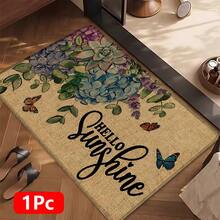 1 pieza, Decoración del hogar, Estampado de patrón floral, Alfombra de cocina de lino, Tapete de cocina, Tapete de piso, Tapete de baño, Tapete de puerta, Impresión 3D rectangular, Adecuado para sala de estar, dormitorio, pasillo, baño, lavandería - Alfombra de poliéster, Adecuado para decoración del hogar interior y exterior - Multicolor - Ver 14