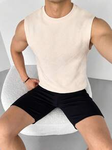 ZYNTH BALENO Chaleco con estampado de jacquard de moda para hombres, esencial para deportes de verano - Albaricoque - Ver 2