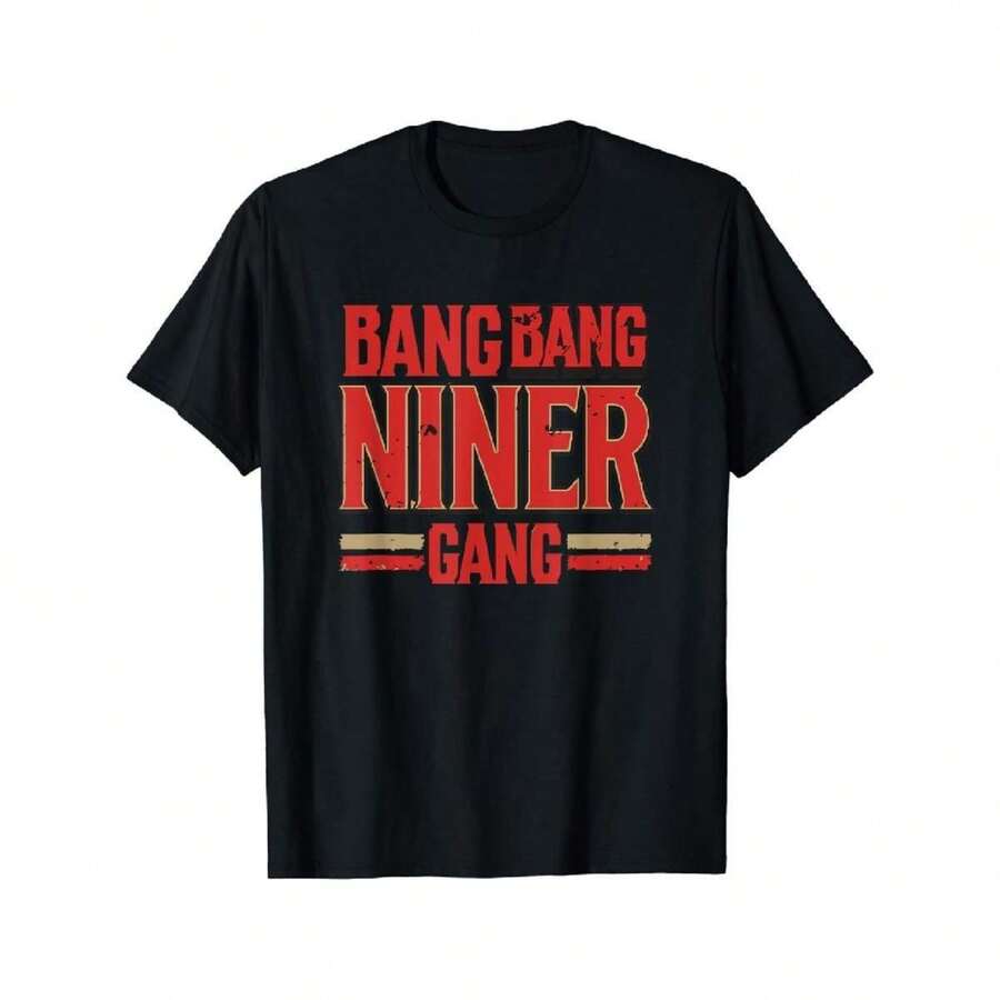 Camiseta de algodón puro de talla europea con diseño de espíritu de equipo de fútbol - Negro - Ver 1