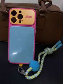Ins Vibrant Dopamine Color Block Phone Case Compatible With IPhone 17 Pro Max 16 Pro Max 15 14 Pro 13, Unisex Couple Shockproof Protective Cover, Unique Aesthetic - Hot Pink - View 12