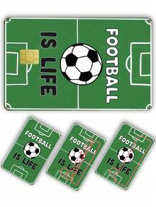 1pc Football Life Credit Card Sticker Privacy Protection Card Skin, Football Field Pattern Birthday Gift PVC Material Anti-Fingerprint Anti-Scratch Wear-Resistant Card Sleeve, Suitable For Men, Women, Couples, Small Chip Cards, Bank Cards, Credit Cards, Transportation Cards, Student Campus Cards Personalized DIY - Type a - View 4