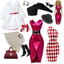 Set di abbigliamento per bambola 1/6 da 11,5 pollici, adatto per bambola da 30 cm, set di abbigliamento dolce per bambola con vestito, pantaloni, cappello, borsa, scarpe e accessori per bambola, gioielli - Multicolore - Visualizzare 3