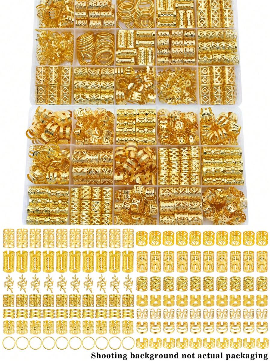 220pcs/Set Mixed Shape Dreadlock Hair Bands, Suitable For Braided Hairstyles, All-Season Adjustable Hair Ties