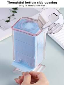 Clear Acrylic Nail Polish Remover Cotton Pad Dispenser Box, Reusable Manicure Wipe Storage Container With Lid For Home DIY & Nail Salon - Multicolor - View 1