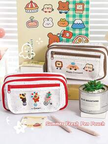1pc INS Style Cartoon Multi-Layer Large Capacity Pencil Case, Cute Student Stationery Bag, High-Quality Polka Dot Pen Holder, Back To School, First Day Of School - View 9