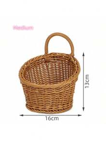 Plastic Woven Basket Kitchen Ginger Garlic Storage Basket Vintage Wall-Mounted Kitchen Utensil Storage Basket Handheld Decorative Small Flower Basket Mini Woven Basket Fruit Vegetable Basket Home Organization Storage Kitchen Utensils - Brown - View 12