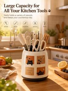 1 Piece Multifunctional Plastic Kitchen Knife Organizer, Tableware Spoon Tableware Storage Rack Fork Kitchen Dining Cartoon Household Kitchenware Storage Bedroom Kitchen Large-Capacity High-End Storage Bucket Shelf - View 2