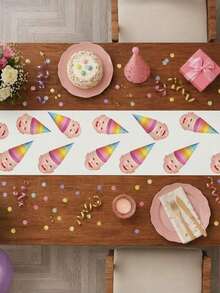 Customizable Table Runner (With Photo Customization Option), Dining Table Decoration And Tabletop Accent; Triangle Flag Style Design, Suitable For Birthdays, Parties, Anniversaries, Holidays And Various Other Occasions - Multicolor - View 5