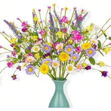 1-12pcs Colorful Spring Floral 17 Inch Spring Flower Stems Rustic Wildflower Bouquet Summer Flower Sprigs With Daisies, Suitable For Vase, Tabletop, Indoor, Wedding, Party - Multicolor - View 10