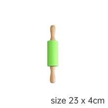 Non-Stick Silicone Rolling Pin Wooden Handle Pastry Dough Flour Roller Kitchen Cooking Baking Tool For Pasta Cookie Dough - S Green - View 2