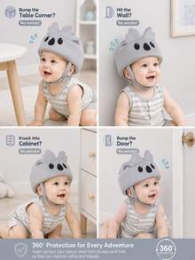 Cute Bear Anti-Fall Baby Walking Hat, Anti-Collision Protective Headgear For Toddlers Learning To Walk, Children's Safety Head Protector - Gray Koala - View 3