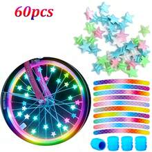 60pcs Glow-In-The-Dark Bicycle Spoke Beads And Valve Stem Caps Set, Includes Reflective Rim Stickers, Suitable For Bicycle Motorcycle Night Riding Wheel Decoration - Multicolor - View 9