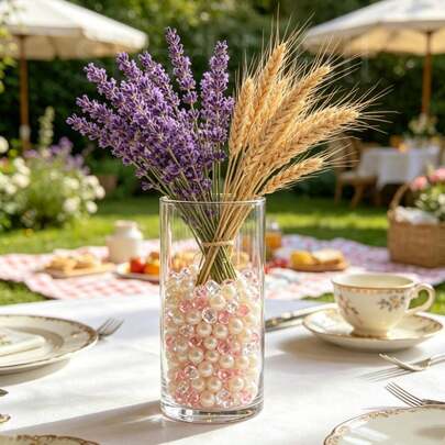 1590pcs (3mm/8mm) Creamy White Faux Pearl & Pink Transparent Mixed Faux Diamond Vase Fillers, Crystal Clear With High Gloss. DIY Decorative Vase Fillers For Dining Table, Living Room, Entryway, Bedroom Space Decor, Suitable For Weddings, Bridal Room Decor, Birthday Parties, Theme Salons And Various Holiday Events.