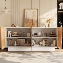 Modern 160cm Sideboard Offering Ample Storage Space, A Geometric Design And An Adjustable Shelf – Ideal Storage Unit For The Living Room, Dining Room And Entrance. - 自然色 - 查看 3