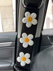 2pcs Flower Decor Car Seat Belt Cover - Multicolor - View 3