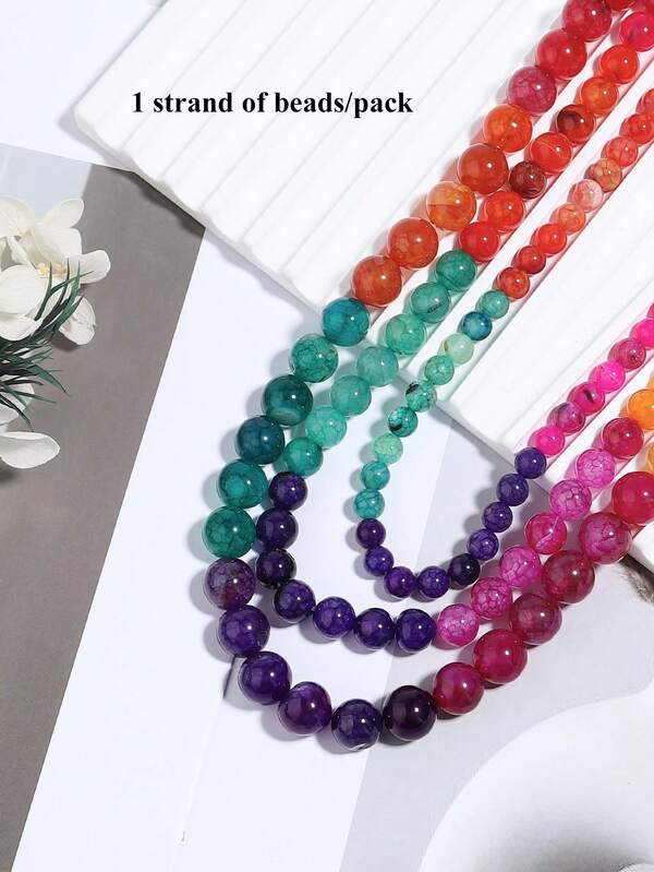 1 Strand Natural Multicolour Ice Crack Agate Round Stone Beads For Jewelry Making Diy Necklace Bracelet Accessories 6/8/10mm