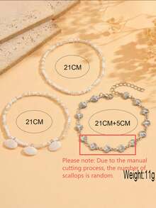 Fashionable Versatile Pearl & Bead Anklet For Women, Beach Ocean Style, Shell Pendant Anklet For Women - Multicolor - View 4