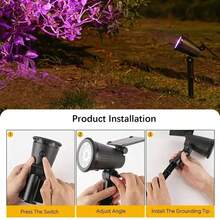 1pc Black Plastic Solar Landscape With Ground Spike, 9LED Adjustable Angle Outdoor Projection Stake Lamp,Uplight For Garden Tree Lawn Patio Yard Decorative Uplighting - Floor Lamp - View 3