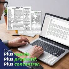 2 peças Autocolantes Reutilizáveis Autoadesivos para Atalhos de Teclado, Compatíveis com Windows, Word e Excel, Guia de Referência Rápida em PVC Fosco (Branco e Transparente), Design Francês, Layout Claro, Descolar e Colar Sem Deixar Resíduos - Ver 5