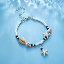 Tobilleras de concha de estrella de mar para mujer, tobillera Bohemia, pulsera de cuentas de arroz para pierna, cadena de pie hecha a mano, joyería Bohemia, sandalias, regalo - AK24Y0031-3 - Ver 8