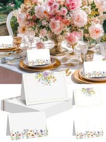 25/20/1 Floral Decoration Folding Wedding Table Cards, Suitable For Wedding Reception, Bridal Shower Seating, Table Cards, Table Numbers, Name Cards, Wedding Decor, Wedding Guest Cards, Party Table Cards And Party Supplies - Multicolor - View 7