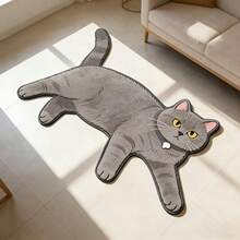 1PC Cute Cat Shaped Rug, Wear-Resistant And Stain-Resistant, Universal For Living Room And Bedroom, Decorative Rug, Bedroom Decor, Small Rug, Carpet, Home Decor, Living Room Rug, Living Room Small Rug, Bedroom Rug, Living Room Home Decor, Outdoor Rug, Washable Rug. - Multicolor - View 4