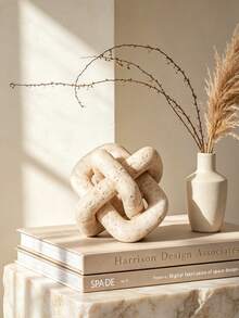 Bright Gold Resin Knot Decor, Modern Minimalist Abstract Chain Sculpture, Suitable For Coffee Table, Bookshelf And Entryway, Living Room Aesthetic Luxury Home Decor, Ideal For Home Arrangement And Photography Props - A - View 2