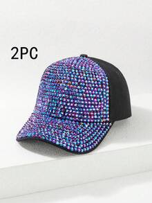 1 pieza Gorra de béisbol de protección solar para mujer con diamantes de imitación en color AB, Halloween - Multicolor - Ver 31