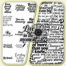 50pcs Transparent Minimalist Fresh Original Black & White Inspirational English Quote Creative Decorative Stickers For Journaling And Vases - 50 Original Black and White Inspirational English Images - View 1