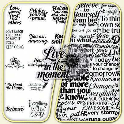 50pcs Transparent Minimalist Fresh Original Black & White Inspirational English Quote Creative Decorative Stickers For Journaling And Vases