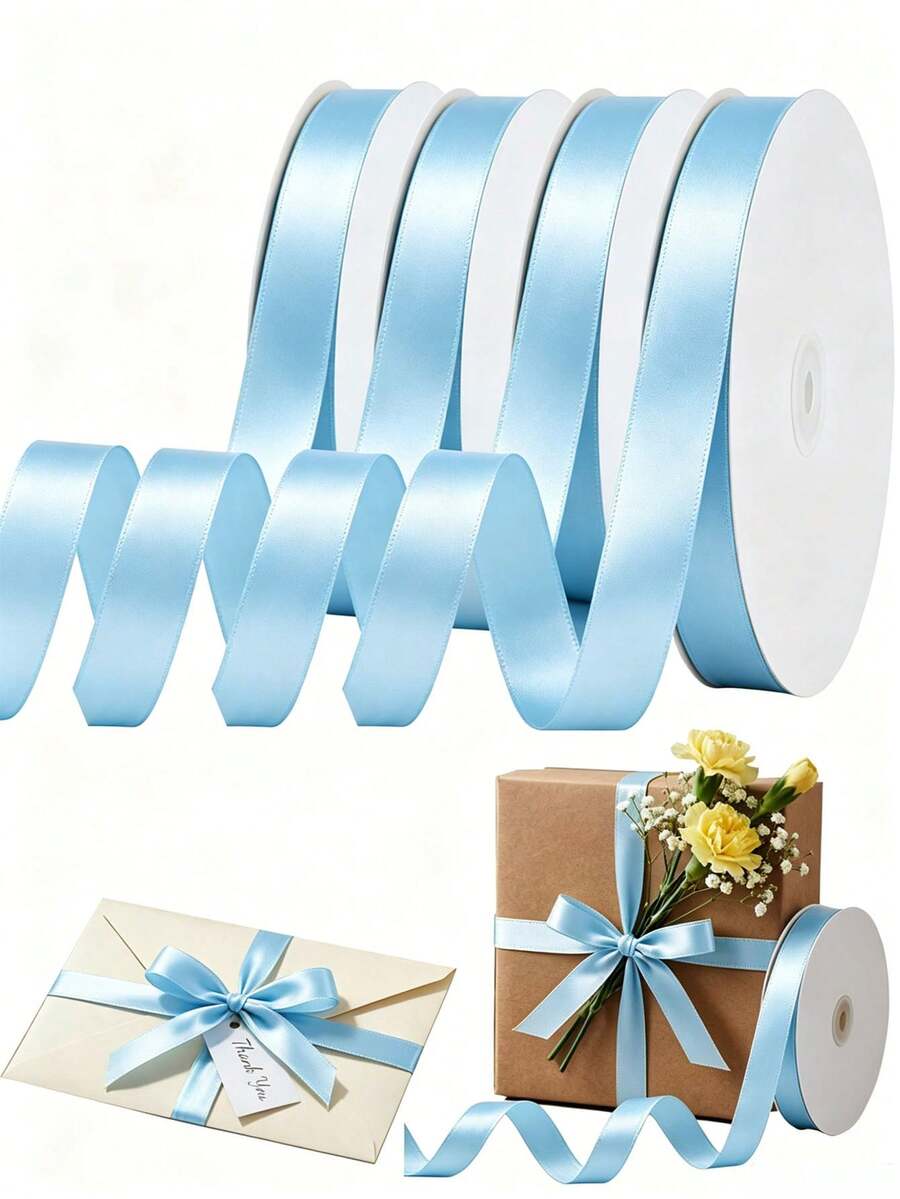 Pink Satin Ribbon, Rolled Pink Ribbon, Suitable For Holiday Parties, Birthday Parties, Gift Wrapping, Bouquets, Crafts, Wedding Decor, Christmas And Sewing Projects