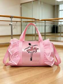 1pc Personalized Custom Cylindrical Ballet Girl Crossbody Bag, Zipper Closure Nylon Material, Adjustable Shoulder Strap, Can Be Carried By Hand, Suitable For Dance Class, Sports, Shopping, Outdoor Outings, Daily Use. Birthday Gift. - Multicolor - View 5